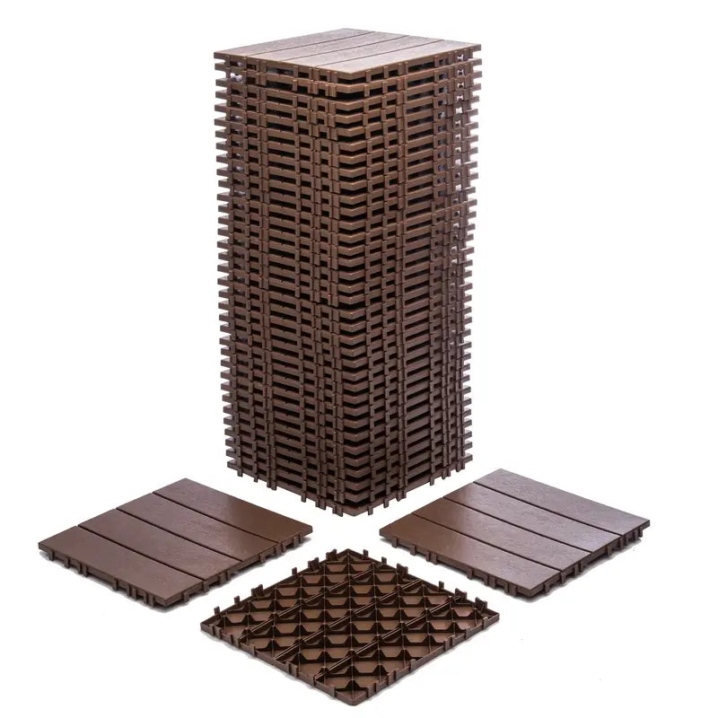 76-Pack Interlocking Plastic Deck Tiles 68.8 Sq. Ft. All-Weather, Waterproof Outdoor Flooring