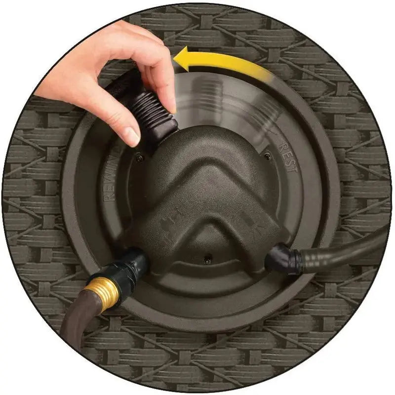 Suncast Aquawinder Java Wicker Hose Reel — Lightweight, Hands-Free, Water-Powered Retraction
