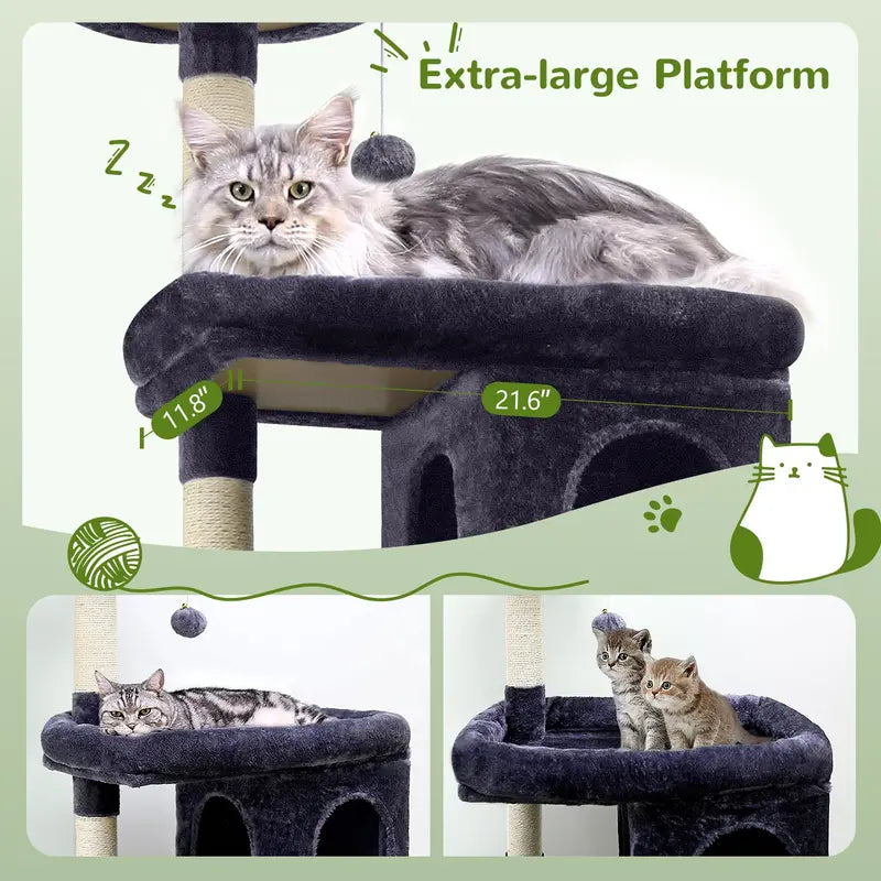 Globlazer 72in Maine Coon Cat Tree with Triangular Stability & Oversized Platform for Large Cats