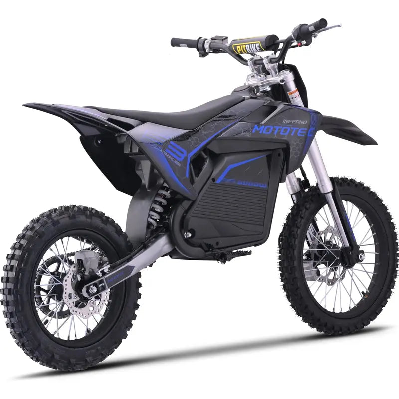 MotoTec 72V Pro Electric Dirt Bike 5000W Lithium-Powered Off-Road Motorcycle in Blue