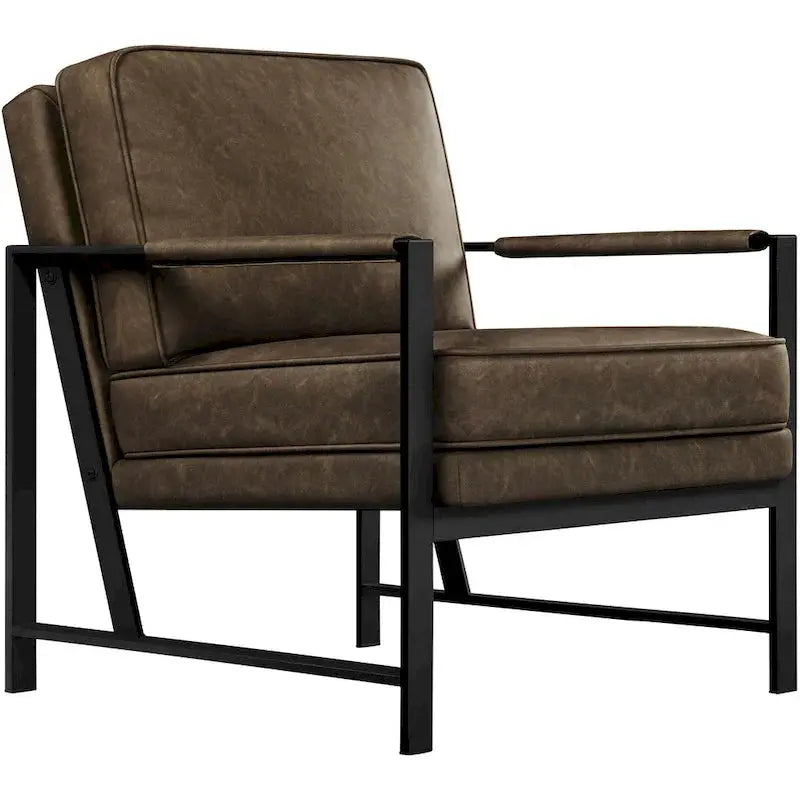 Yaheetech Retro Faux Leather Accent Lounge Chair Vintage-Inspired Upholstered Seating