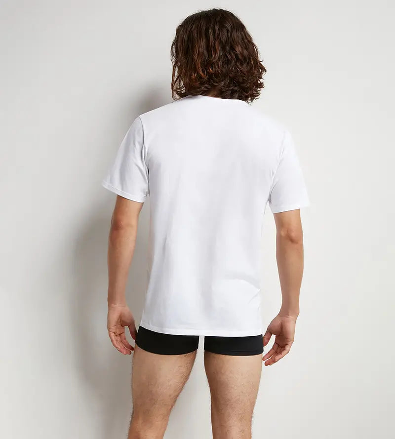 Set of 2 Dim Sport white men¡¯s white cotton V-neck T-shirts with active temperature regulation