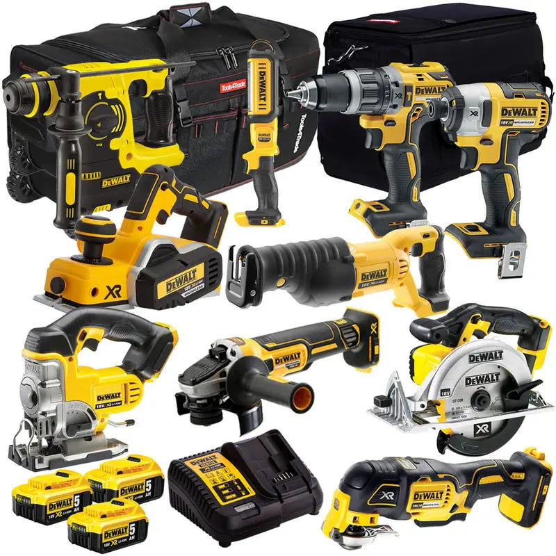 DEWALT DCK10BTSKIT1 18V Power Tool Combo Kit 10-Piece Set with Three 5.0Ah Batteries & Charger