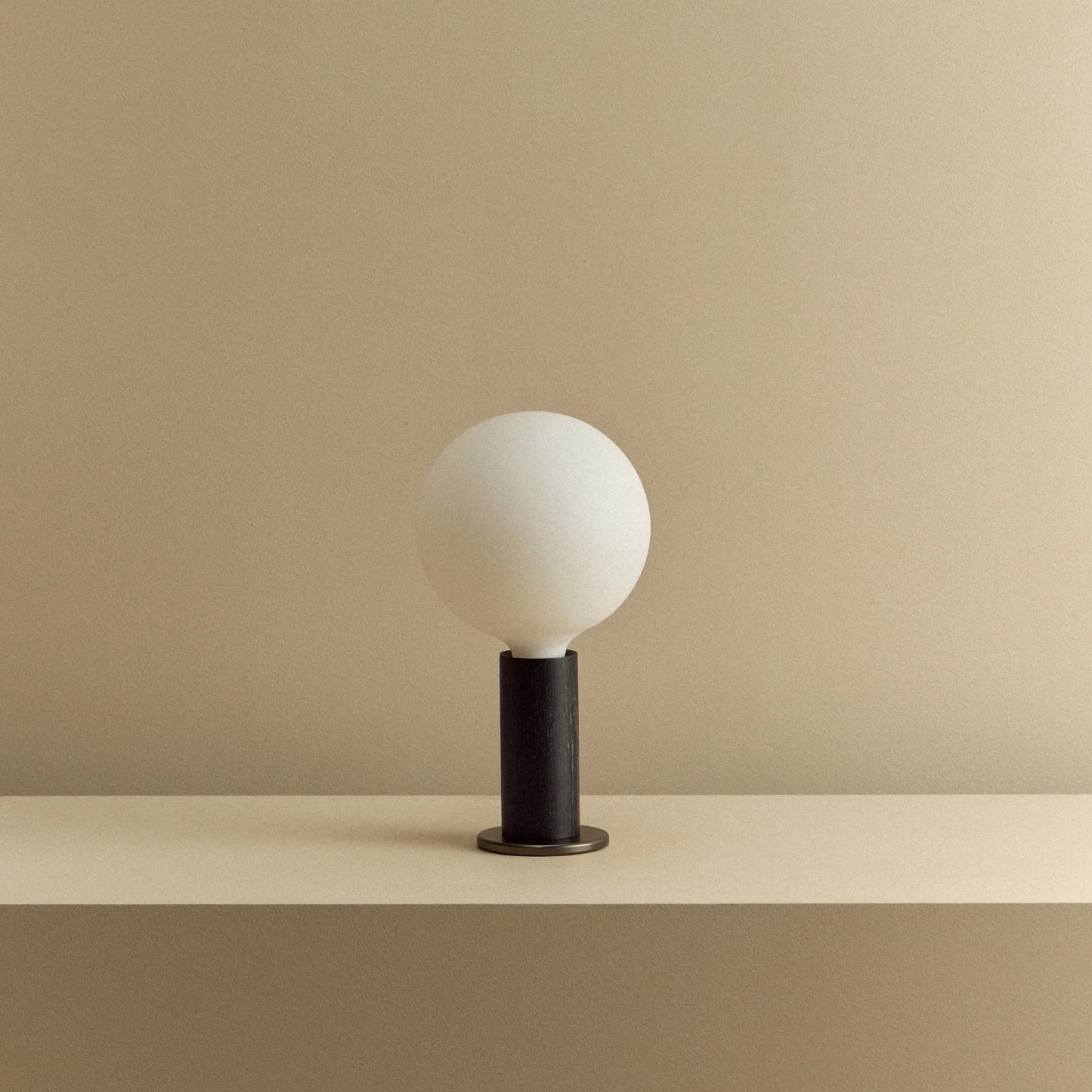 Knuckle Table Lamp in Blackened Oak + Sphere IV