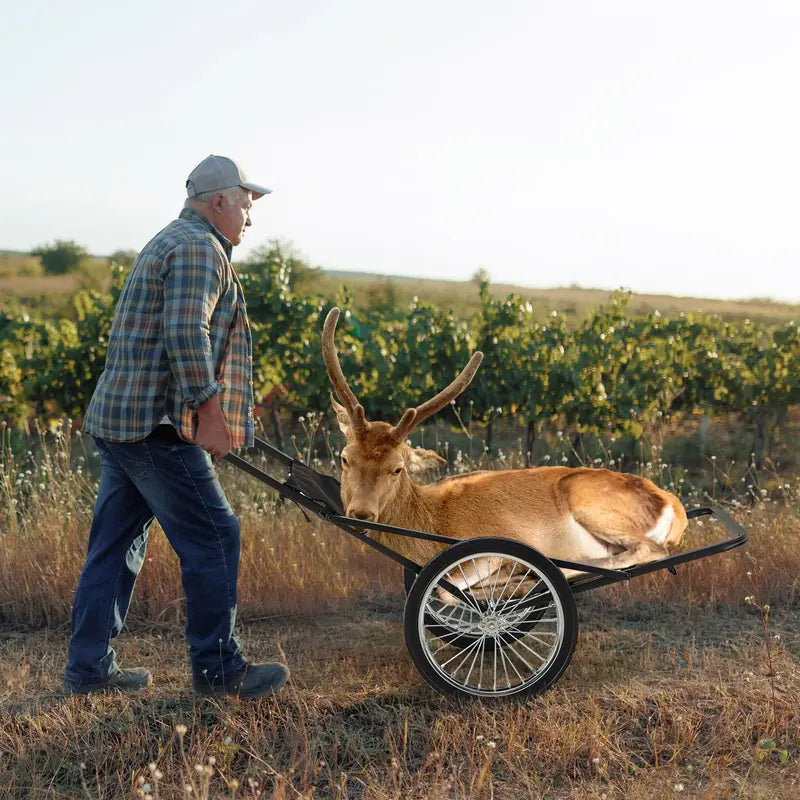 Heavy-Duty Folding Deer Hauler Cart — 550-LB Capacity, Polyester Liner & All-Terrain Rubber Wheels
