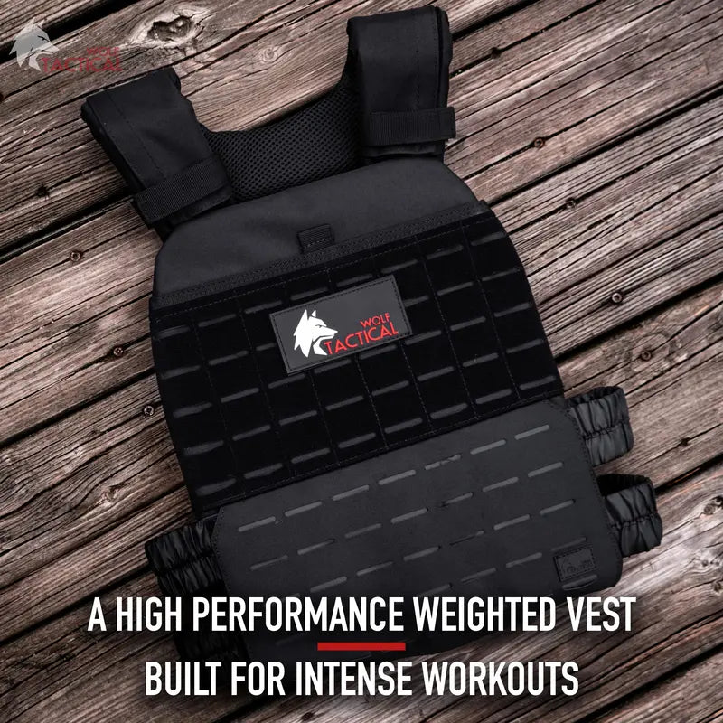 Wolf Tactical Adjustable Weighted Vest for Fitness Training, Breathable Design, Customizable Weights, Durable 600D Material, Unisex, Sizes XS-XL