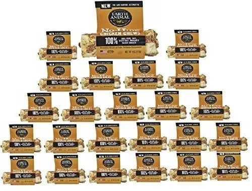 Earth Animal No-Hide Chicken Chews Natural Dog Treats, 24-Pack (4 oz Each)