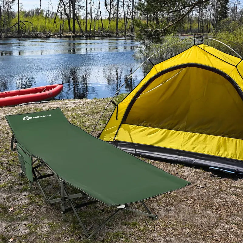 Heavy-Duty Folding Camping Cot, 27.5-Inch Wide Adult Cot with 600-LB Capacity & Carry Bag