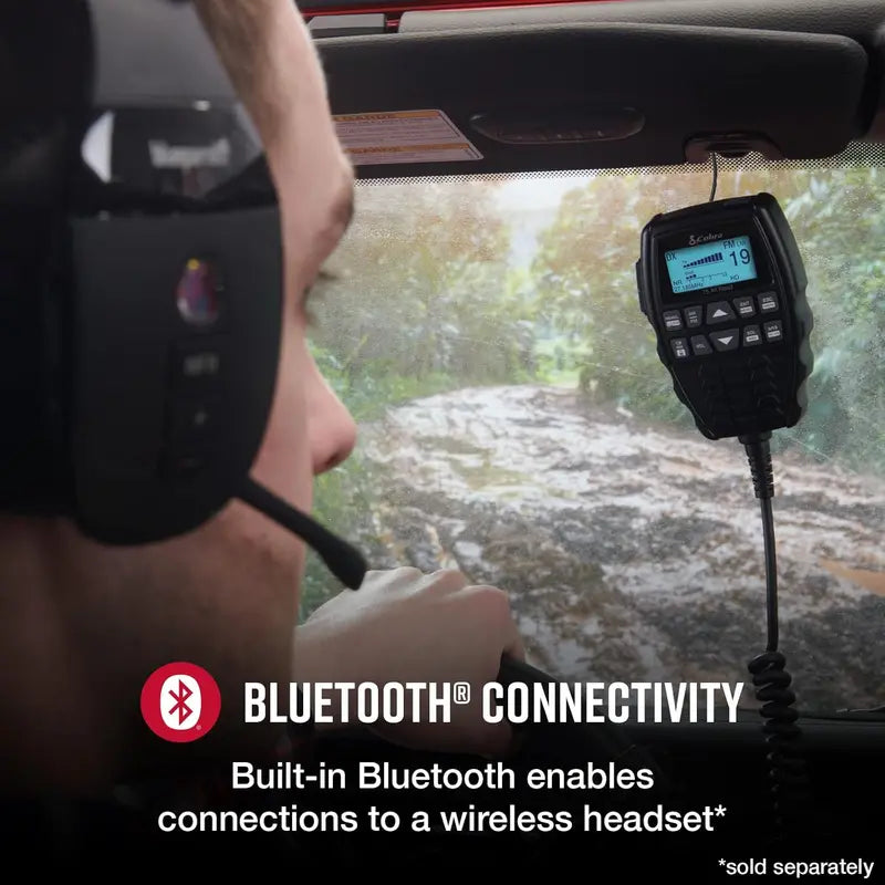 Cobra 75 All-Road Wireless CB Radio Dual AM/FM, Bluetooth, Noise Cancel, Waterproof, 40 Channels, Black