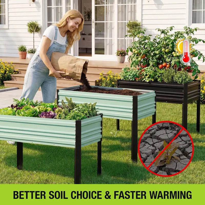 WORKPRO Galvanized Raised Garden Bed 47.2″ x 23.6″ x 31.5″, 600-LB Elevated Planter with Legs