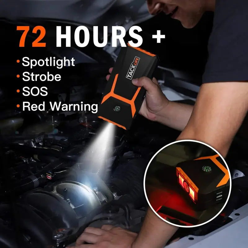 TACKLIFE T8 800A Peak Car Jump Starter 18,000mAh Portable Power Pack with LCD Display, USB Fast Charging, LED Light & Engine Start Capability