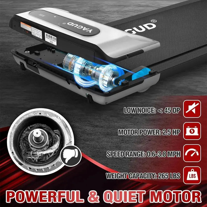Yagud 2-in-1 Under Desk Treadmill with LED Display & Remote, 2.5HP Motor, Non-Slip Belt for Home/Office