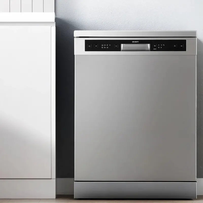 Devanti Freestanding Dishwasher 60cm Wide, 14-Place Setting Silver Unit