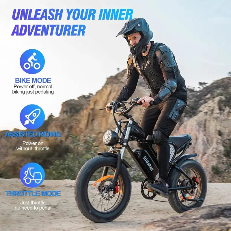High-Power Adult Electric Bike 1000W/2000W Motor, 2537 mph Top Speed