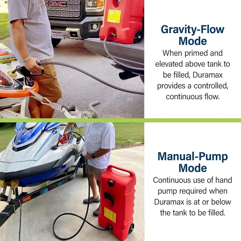 Scepter Duramax 14-Gallon Portable Fuel Tank Integrated Pump, 10-Foot Hose, Red Heavy-Duty Design