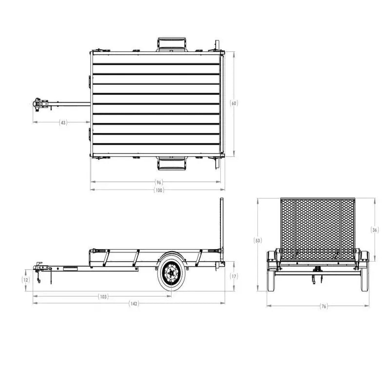 5′ × 8′ Utility Trailer with Sliding Rail System Wood Floor Cargo Hauler for Lawn Equipment or Gear Transport