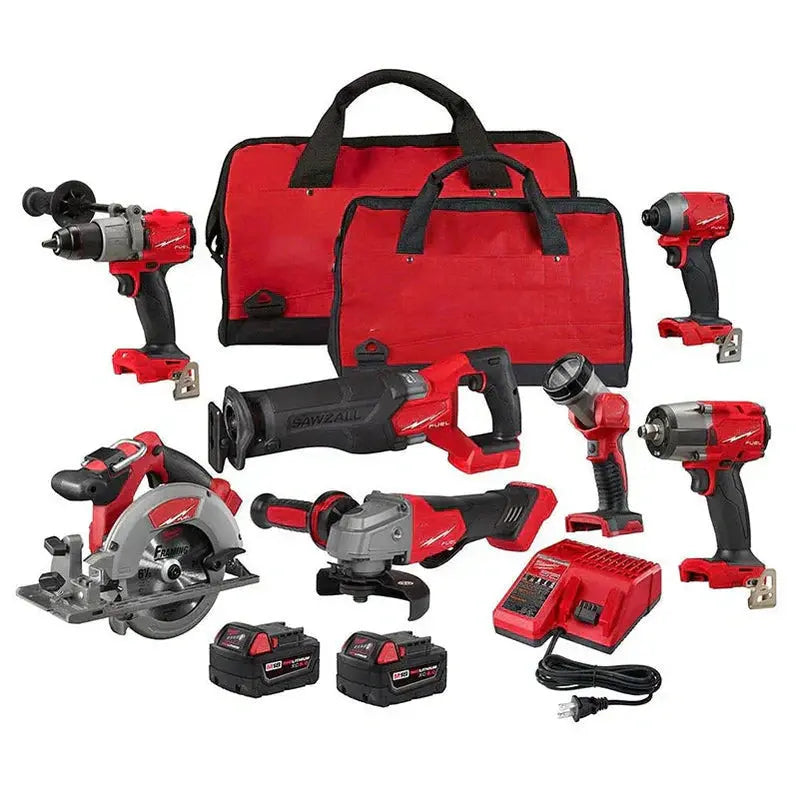 M18 FUEL 18V 7-Tool Cordless Combo Kit Includes 5.0 Ah Batteries & Charger