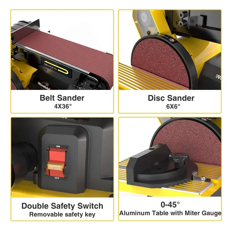 Woodskil 4.3A 4 x 36-Inch Belt & 6-Inch Disc Sander Combo Tool