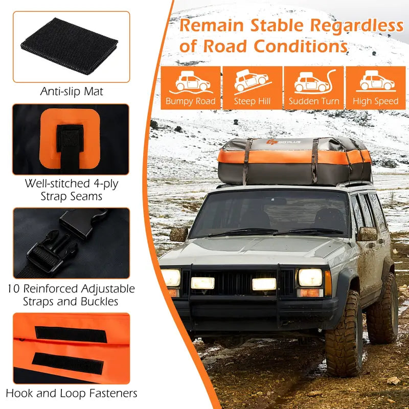 21-Cubic-Foot Rooftop Cargo Carrier Bag Fully Waterproof Soft Roof Bag for All Vehicles