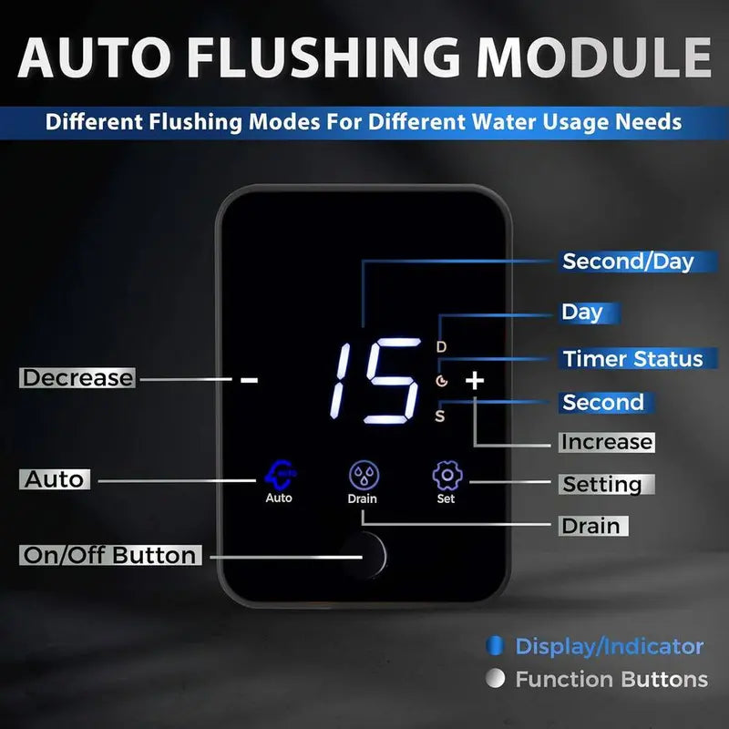 WSP200ARJ-BP Reusable Spin-Down Whole House Water Filter with Touch-Screen Auto Flushing & Bypass, Black