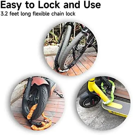 NDakter 5-Digit Combination Heavy Duty Bike Chain Lock 3.2/4.27 Feet Long, Resettable Anti-Theft Security Lock for Bikes, Scooters, Motorcycles, Doors, Gates, Fences