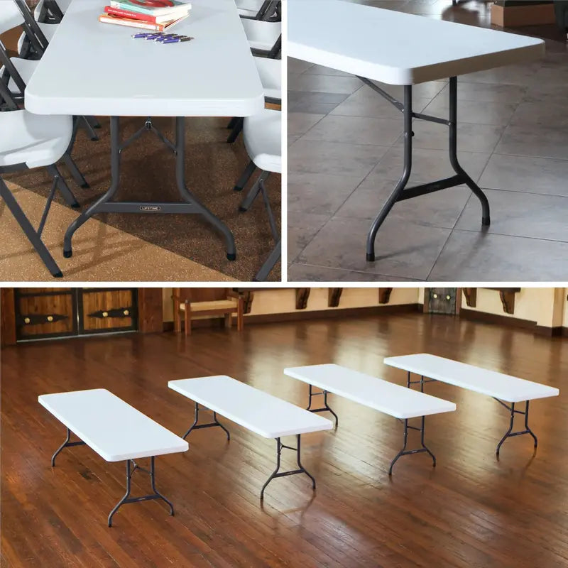 Lifetime 8-Foot Commercial Folding Table White Granite Finish (Model 22980)