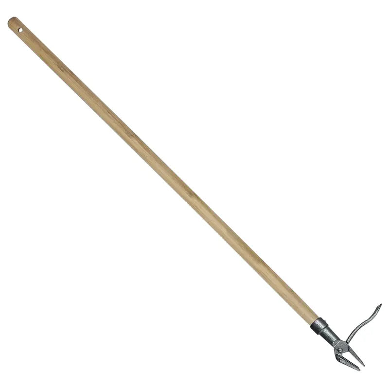 Bamboo-Handled Stand-Up Weed Puller with 4-Point Steel Claw