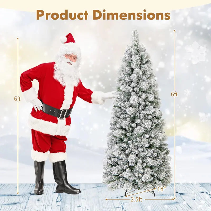 6- or 7-Foot Collapsible Pop-Up Snow-Flocked Artificial Christmas Tree