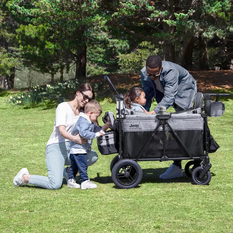 Delta Children Jeep Wrangler 4-Seater Stroller Wagon Deluxe Outdoor Ride-On Cart