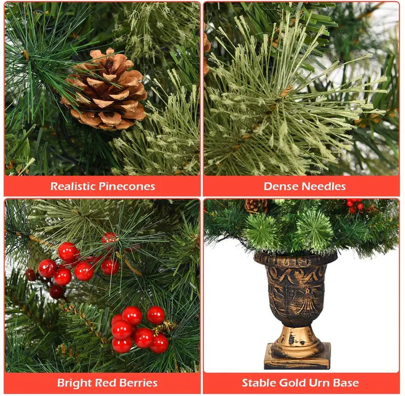 5-Foot Pre-Lit Tabletop Christmas Tree Compact Artificial Entrance Fir with 100 Energy-Efficient LEDs