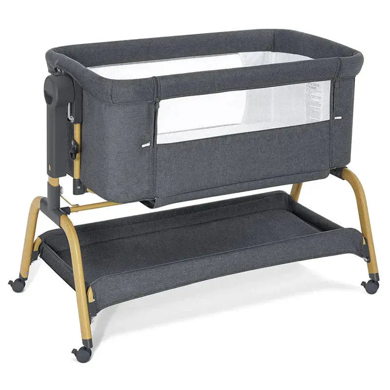 Portable Bedside Bassinet with Rocking Motion, Height Adjustment, Wheels, and Included Mattress