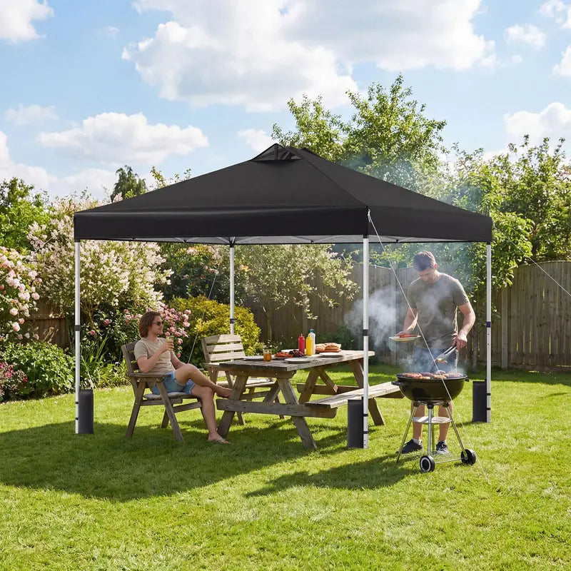 10×10-Foot Pop-Up Canopy Tent with One-Touch Setup, Sandbags & Convenient Roller Bag