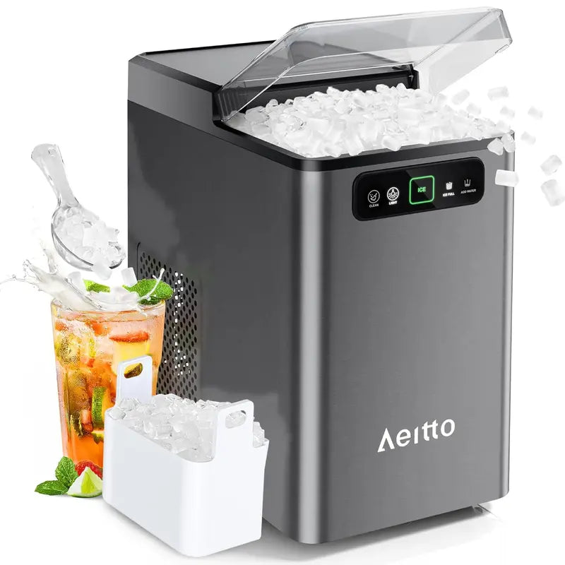 Aeitto 40 lbs/Day Nugget Ice Maker One-Touch Operation, Auto Self-Cleaning & Included Scoop & Basket
