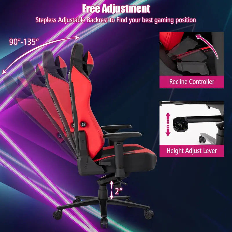 Ergonomic Gaming Chair 360° Swivel, 4D Armrests, Adjustable Recline, and Tension Control