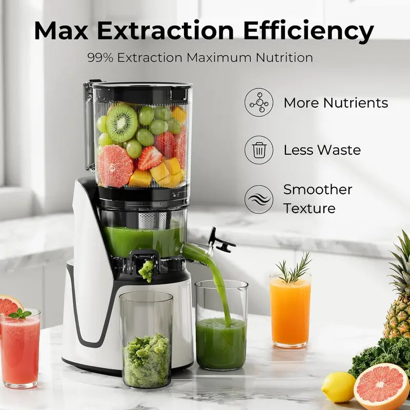 EanOruus 3-in-1 Cold Press Juicer — Wide-Chute Slow Masticating Juicer with 100 oz Juice Jug