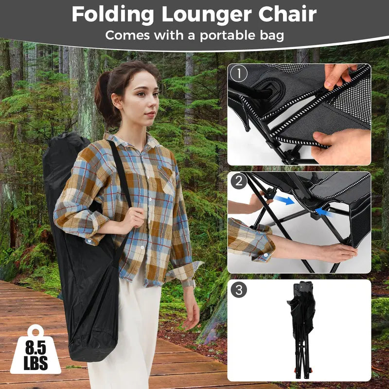 Adjustable 4-Position Folding Beach Chair with Carry Bag & 330-Pound Rating