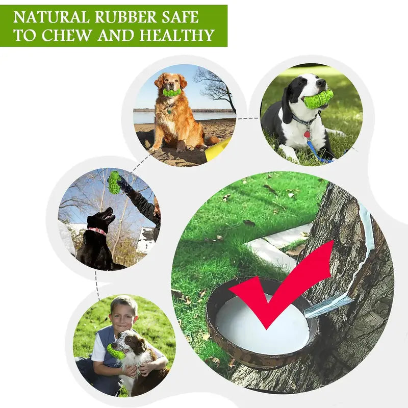 EcoPaws Natural Rubber Dog Toy, Medium to Large Breeds, Durable & Squeaky, Dental Health, Milk Flavor