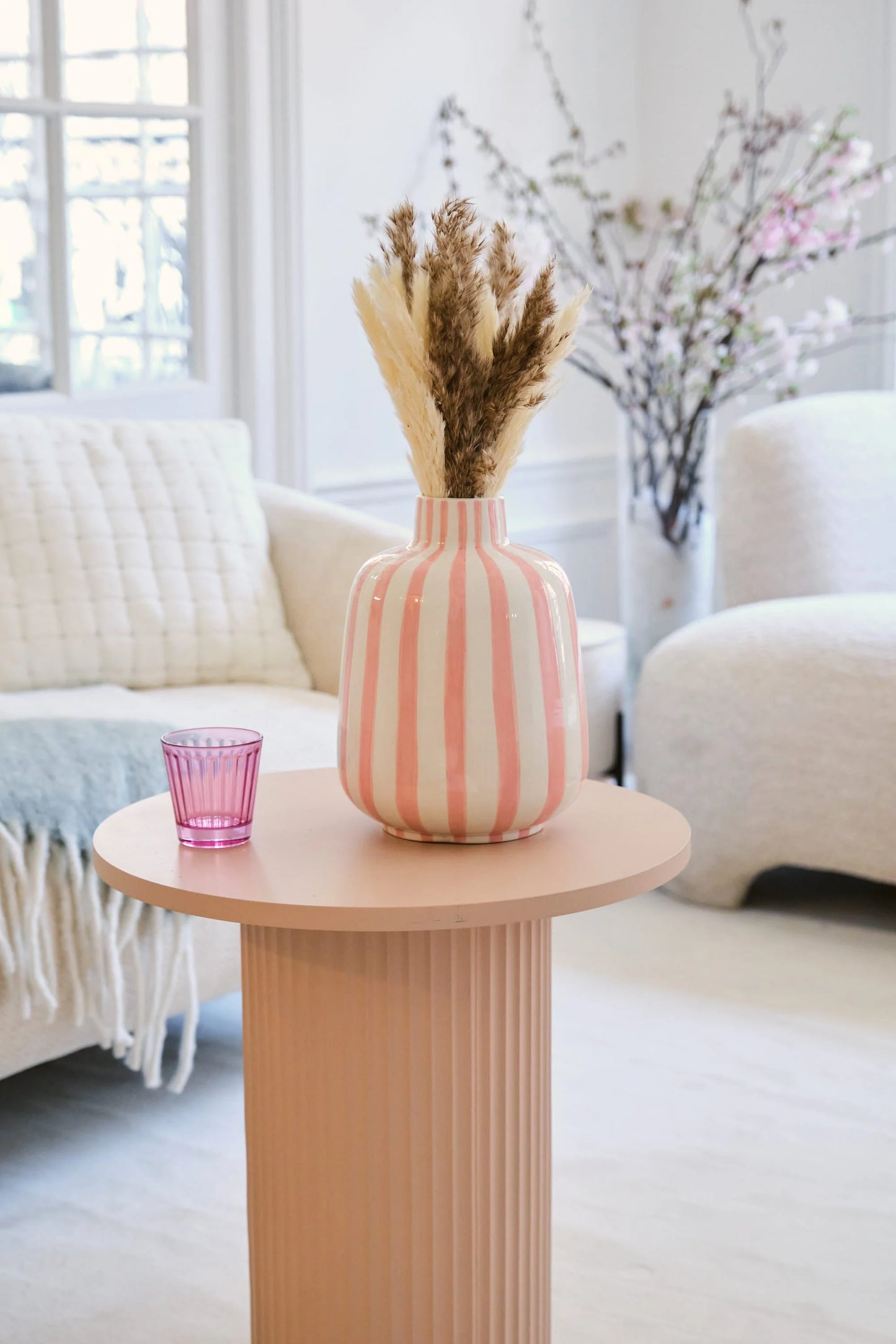 Milan Vase d coratif ray rose en c ramique