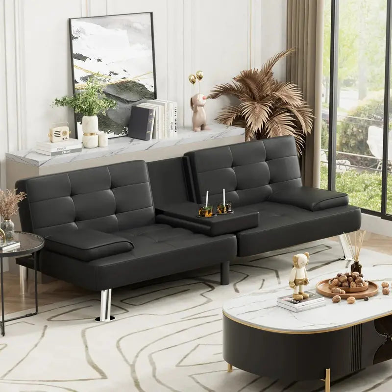 JUMMICO Modern Futon Sofa Bed Convertible Folding Couch with Multiple Seating Configurations