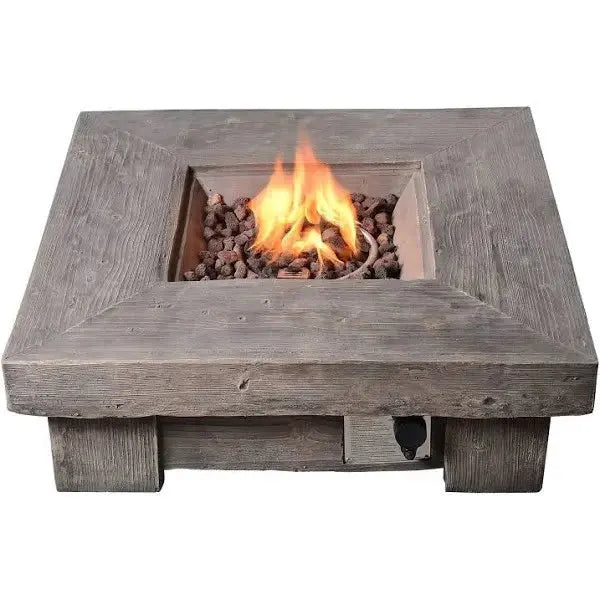 Peaktop Retro-Style 35-Inch Square Propane Fire Pit for Outdoor Spaces