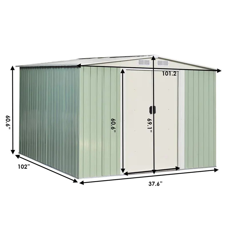 Galvanized Steel Storage Shed 8.5′ x 8.5′ Heavy-Duty Outdoor Tool House with Corrosion Resistance