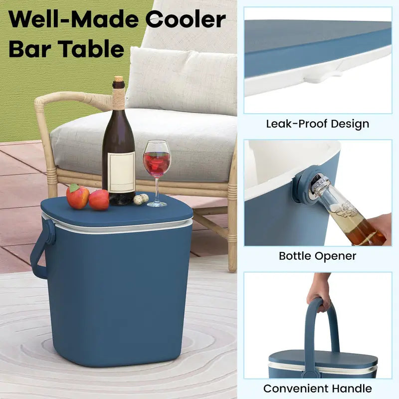 All-Weather Cooler Table Portable 4-Gallon Beverage Chiller with Integrated Handle