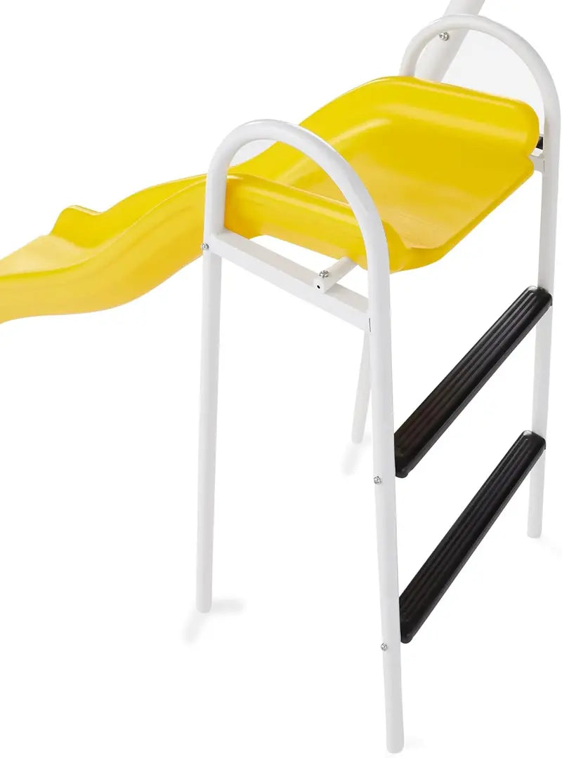Blue Ridge Backyard Metal Playground A-Frame Swing Set with Glider, Trapeze, Two Swings, and Multicolor Slide
