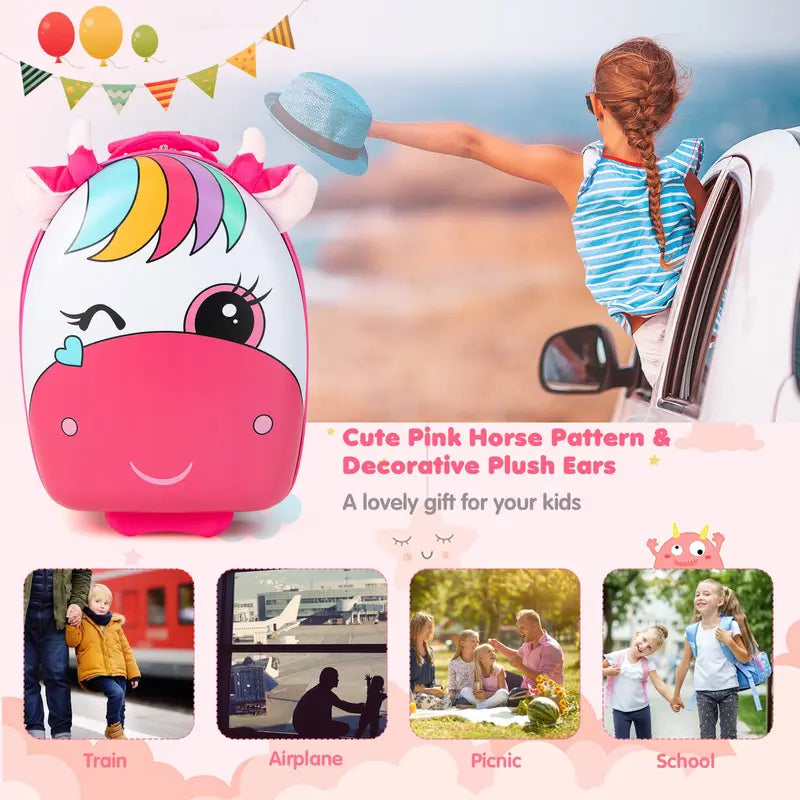 16-Inch Kids Carry-On Luggage with LED Light-Up Wheels & Waterproof Hard Shell