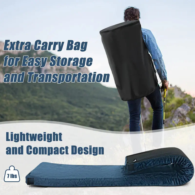 Waterproof Memory Foam Camping Mat Roll-Up Floor Mattress with Carry Bag for Travel or Outdoors