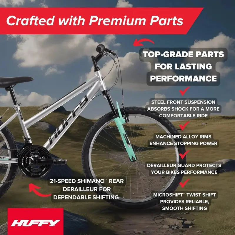 Huffy Stone Mountain Hardtail Bike Youth & Adult Mountain Bike, Multiple Sizes & Shimano Gear Options