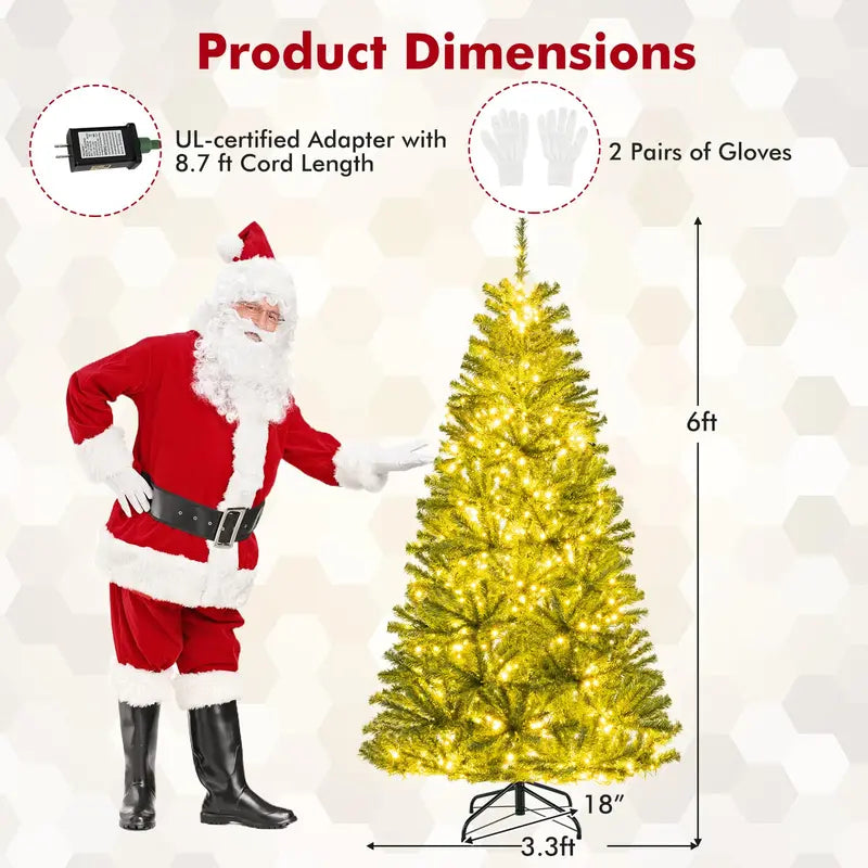6-, 7-, or 8-Foot Remote-Controlled Pre-Lit Christmas Tree with Warm White LEDs