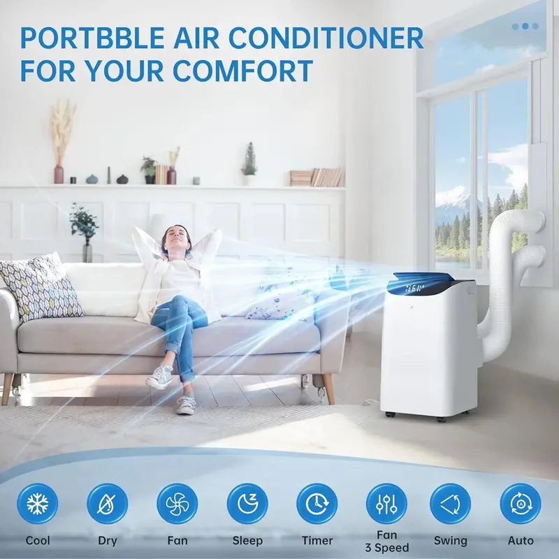 700 sq. ft. 3-in-1 Portable Air Conditioner Energy-Efficient Cooling Unit with Remote & Installation Kit