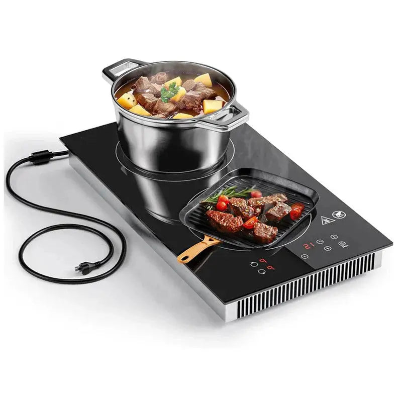 Dual-Zone 12-Inch Induction Cooktop Built-In or Countertop 1800W Stove with Touch Controls, Timer, and Child Lock