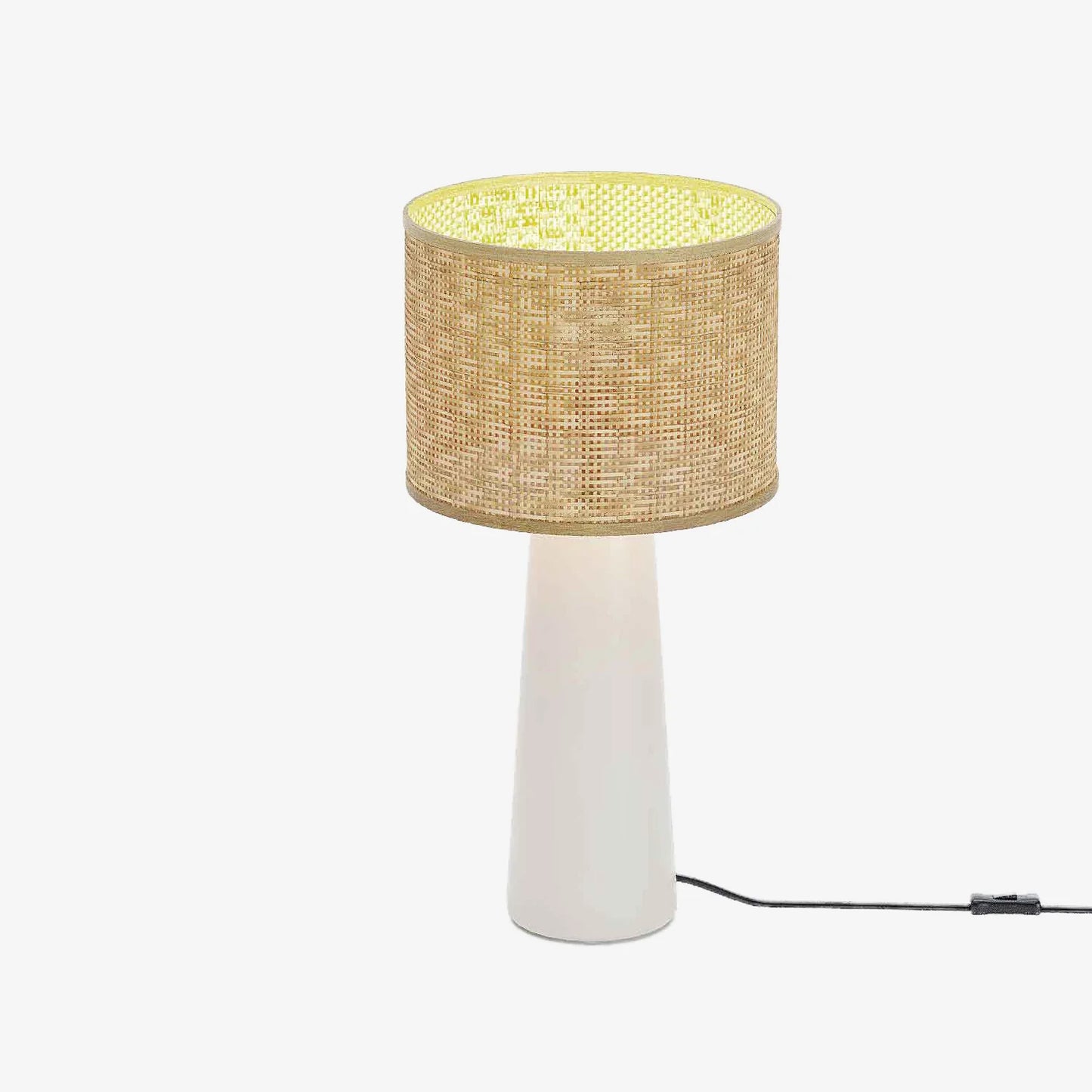 Lampe poser en c ramique et rotin